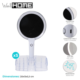 Well home espejo de maquillaje con led transparente