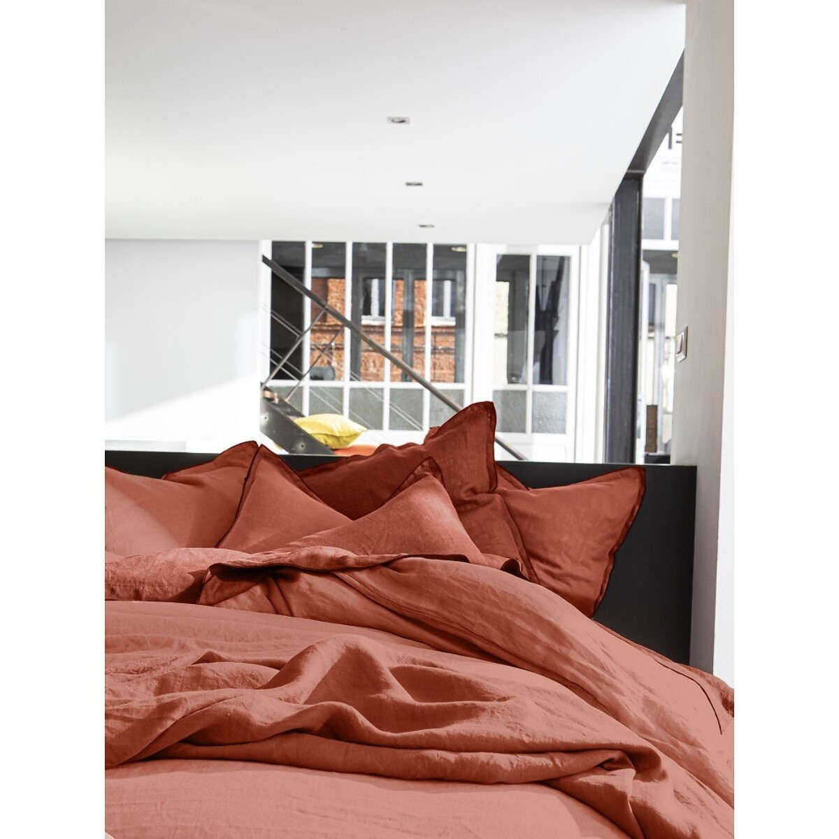 Paire de Taies D'oreiller 100% percale Coton LavÉ 80fils Paprika