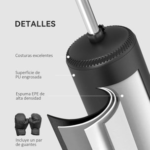 Saco de Boxeo de Pie 155-205 cm, Saco de Boxeo con Barra Giratoria de 360°, Bola de Velocidad y Base Rellenable, Punching Ball para Adultos y Niños, Entrenamiento MMA, Muay Thai, Fitness, Negro