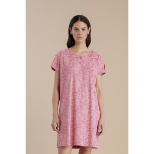 Camicia da notte donna manica corta collo 3 bottoni articolo cachemire Noidinotte