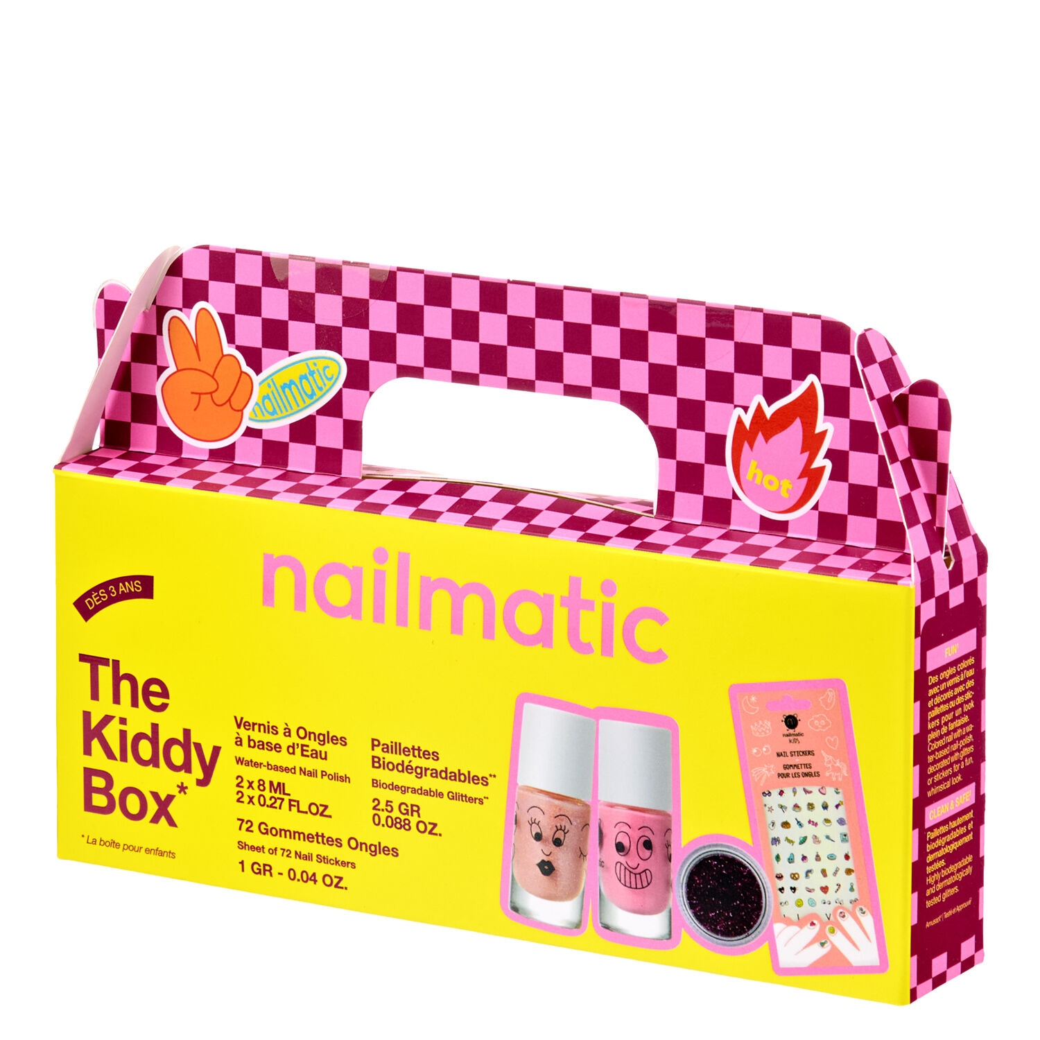 Kiddy Box - Coffret Vernis 2x8ml + Gommettes Ongles et Paillettes
