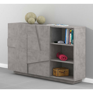 Mobile da ingresso a 2 ante e scaffali aperti, Made in Italy, Entratina moderna, Credenza per atrio, cm 121x38h86, colore Grigio Ardesia