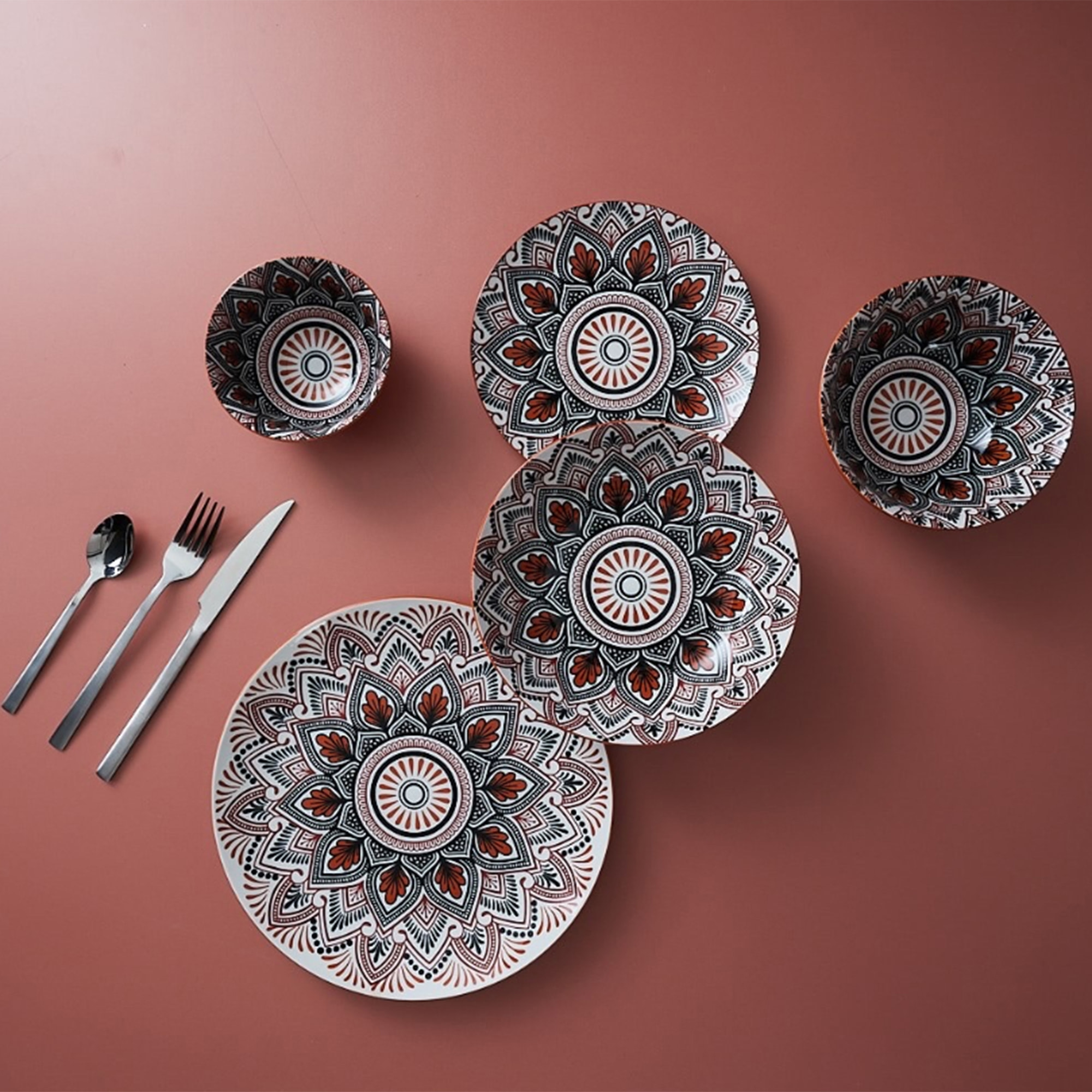 Assiette Mandala Orange D26cm