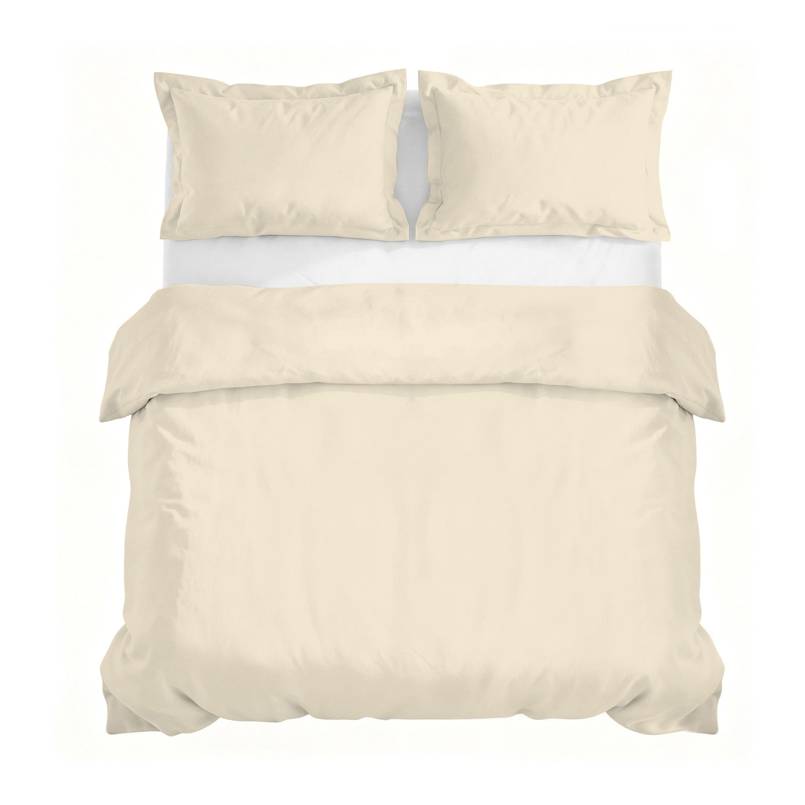 PARURE COPRIPIUMINO RASO CLOE, 100% Raso di Cotone, Made in Italy - PANNA