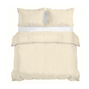 PARURE COPRIPIUMINO RASO CLOE, 100% Raso di Cotone, Made in Italy - PANNA