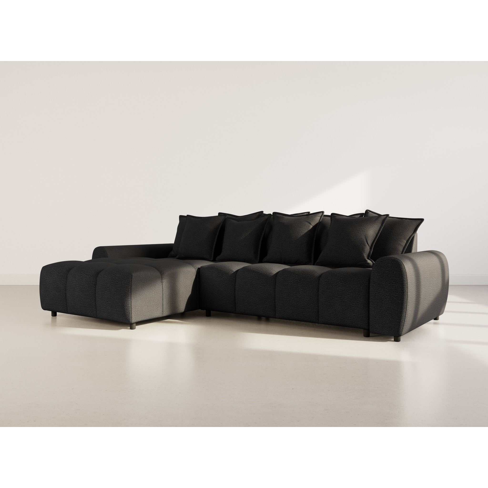 Adelaide - canapé d'angle réversible 4 places en tissu texturé - Noir