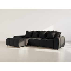 Adelaide - canapé d'angle réversible 4 places en tissu texturé - Noir