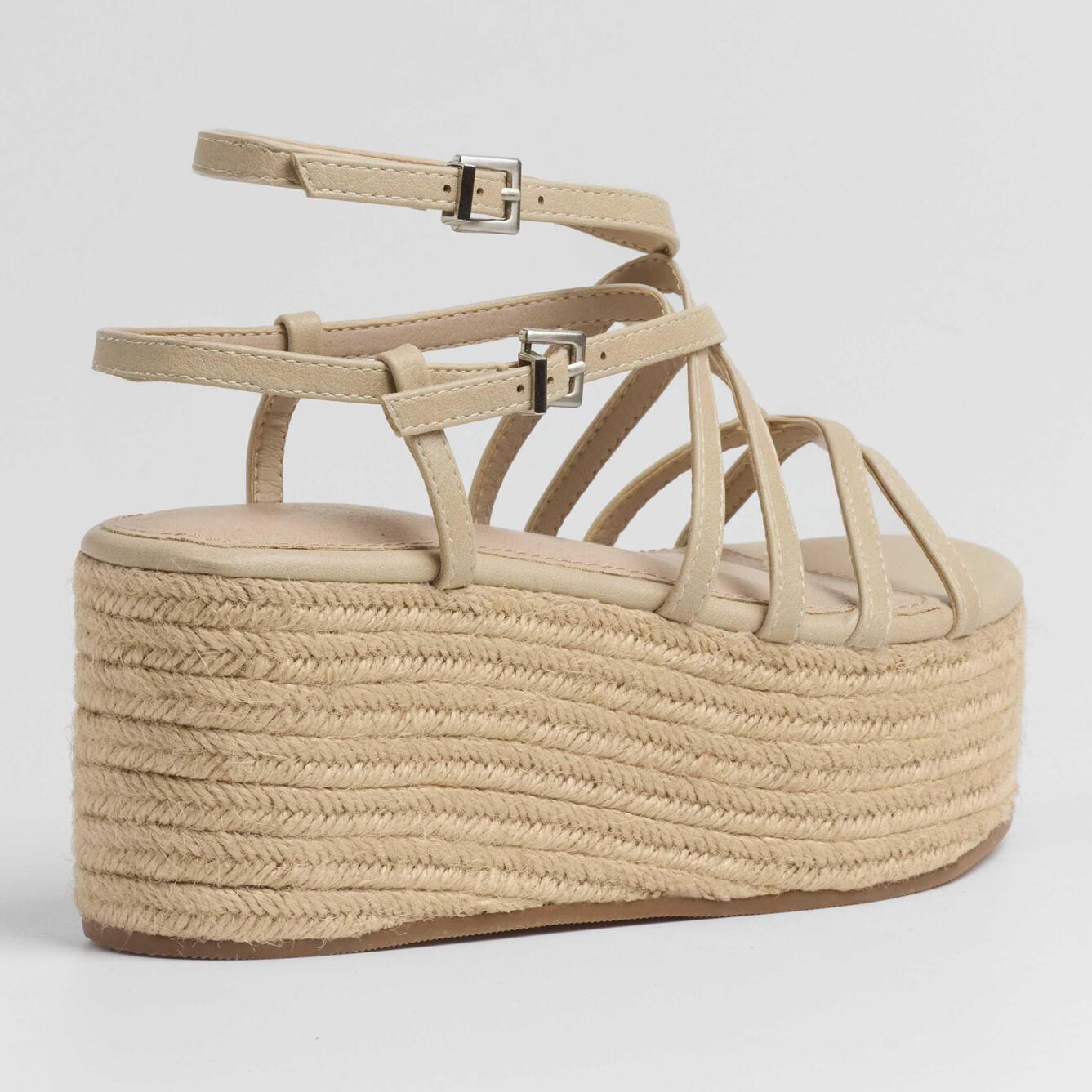 Sandalias de plataforma Zahara Beige 7 cm