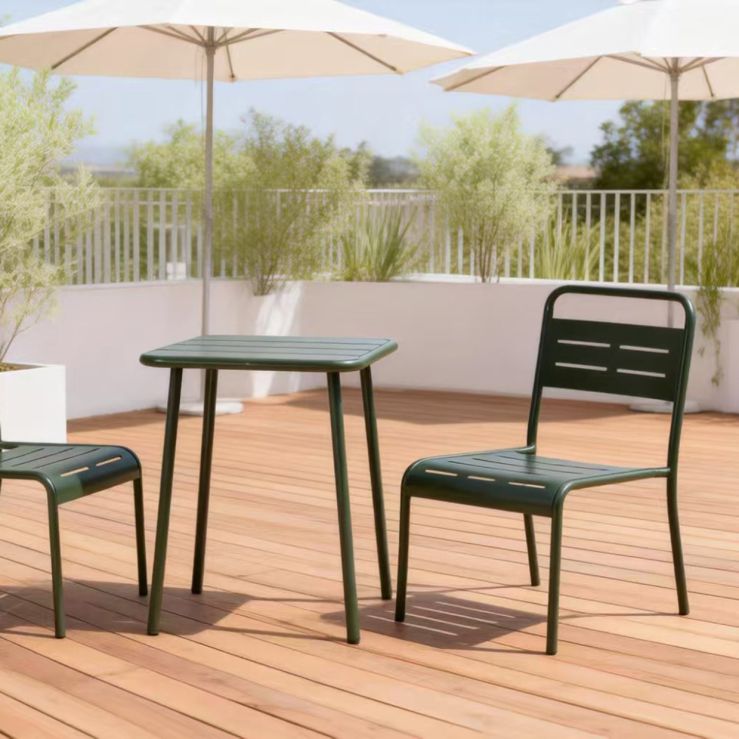 EVORA Table carrée 2 places 50x50cm vert