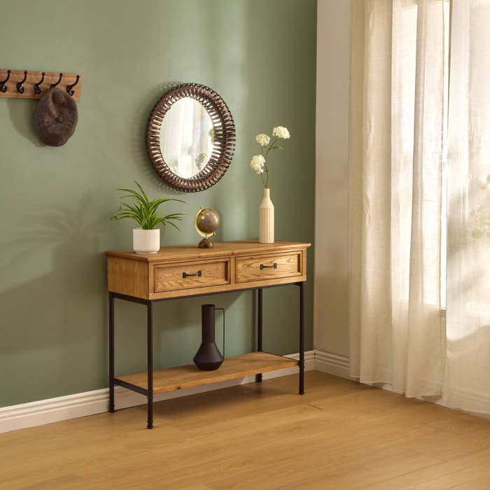 Miroir rond Barrel D.61cm marron métallisé