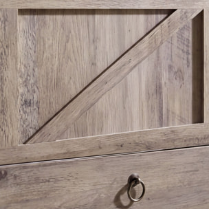 Kura - Cassapanca contenitore 100x50x40 cm Portaoggetti con Cerniere di Sicurezza e con Cassettiera in Legno Industrial