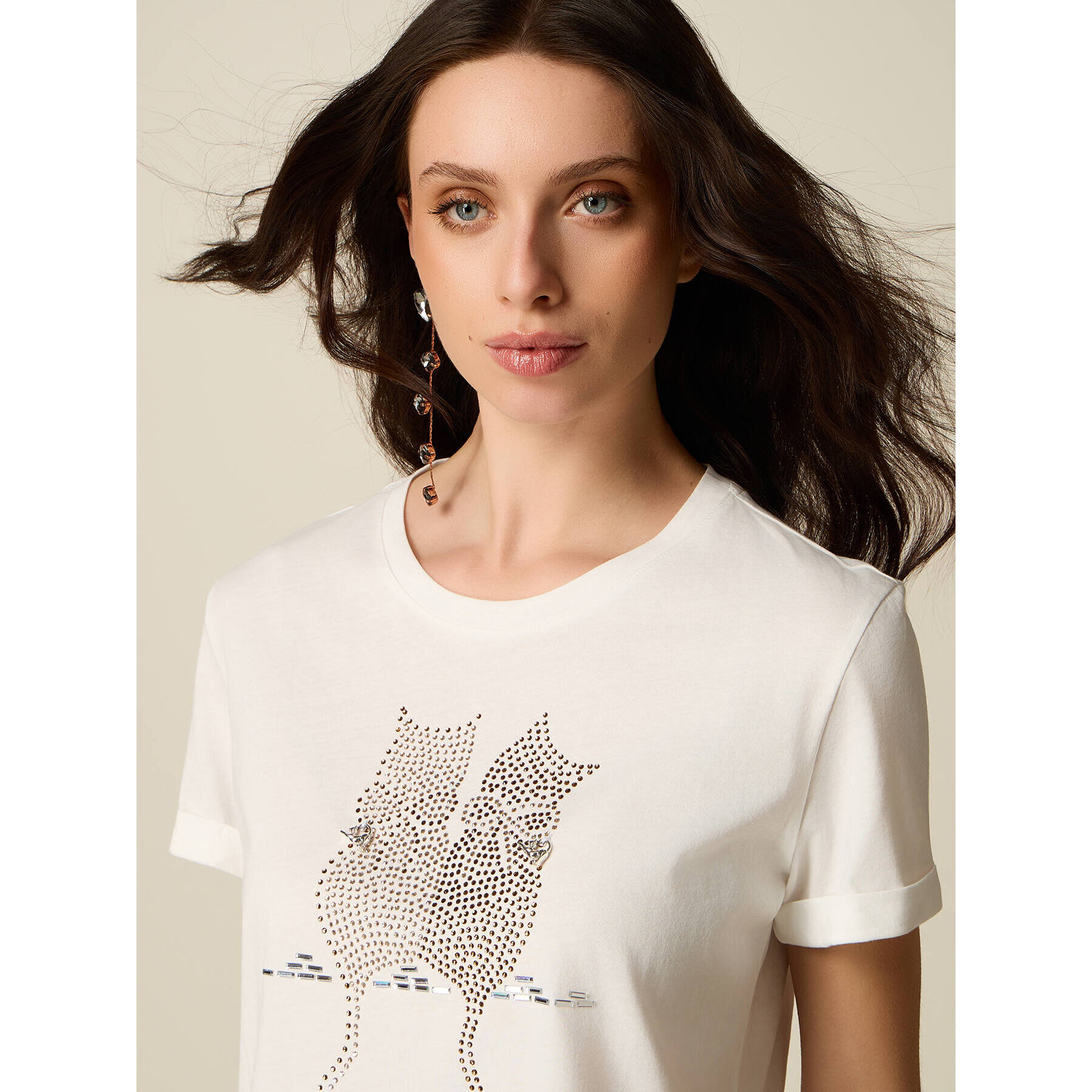 Oltre - Camiseta de algodón con aplicaciones - Blanco