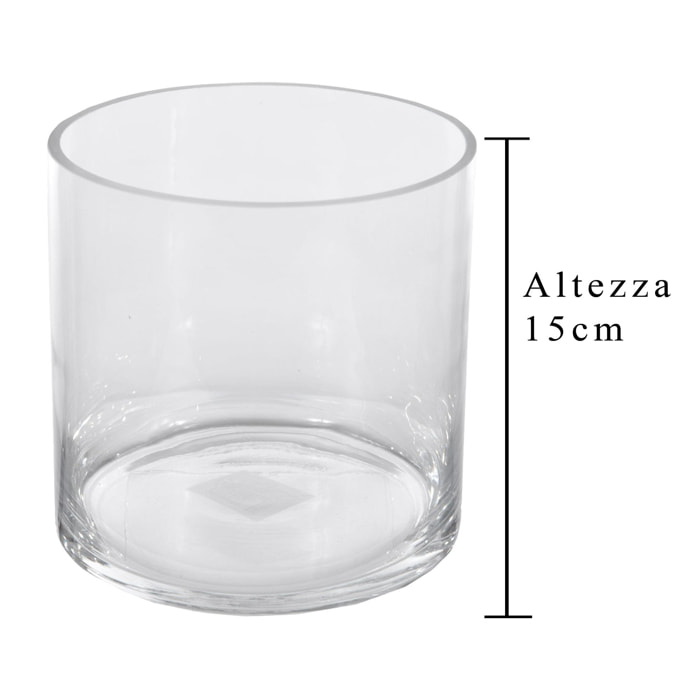 Vaso A Forma Di Cilindro In Vetro. Misure 15X15 Cm - Pezzi 3 - 15X15X15cm - Colore: Incolore - Bianchi Dino - Decori Casa E Complementi