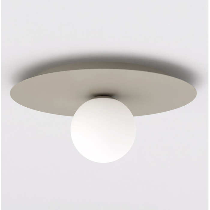 Lampada da soffitto Solar in acciaio moka e vetro opalino