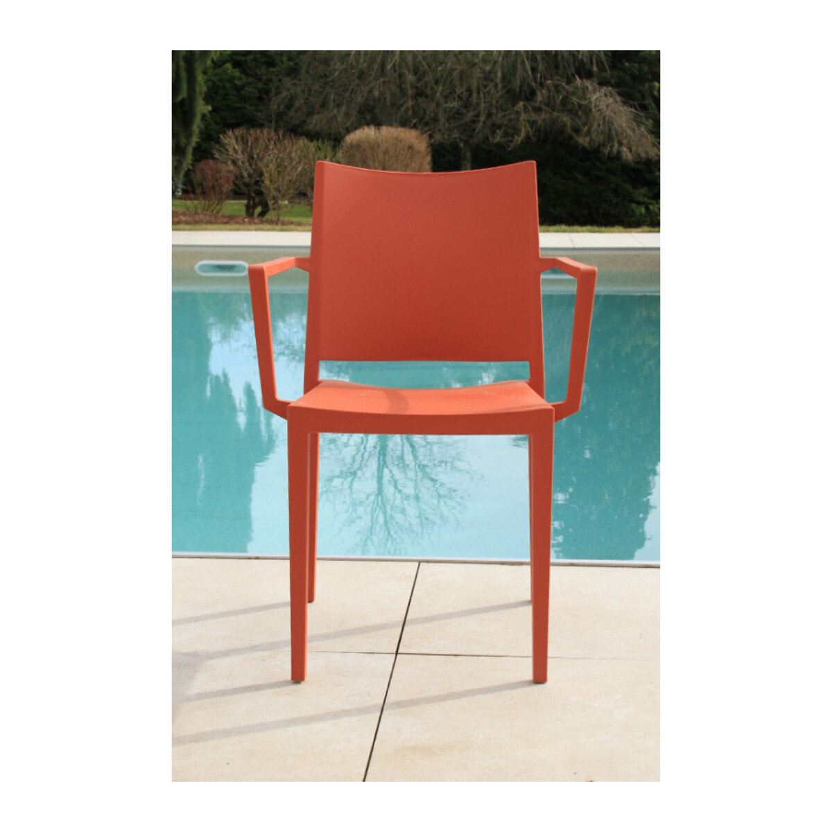 Ensemble table et chaises de jardin  - gris et terracotta - GUETHAROS