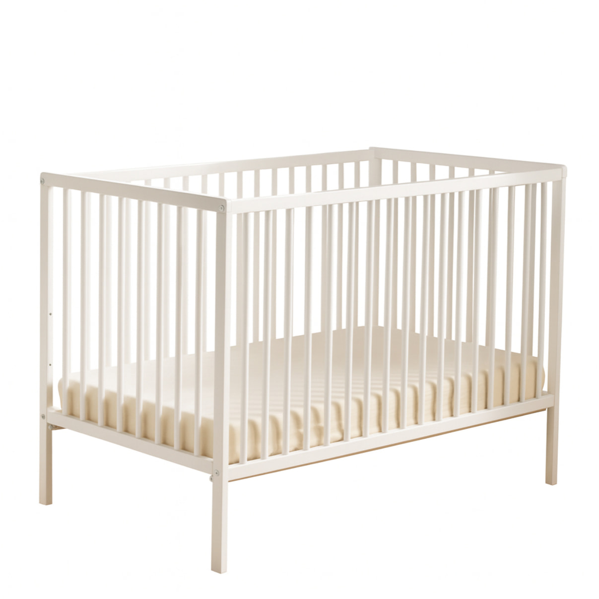 Chambre bébé complète Basic, Lit 120x60 tout barreaux, Commode à langer 3 tiroirs et Armoire 2 portes