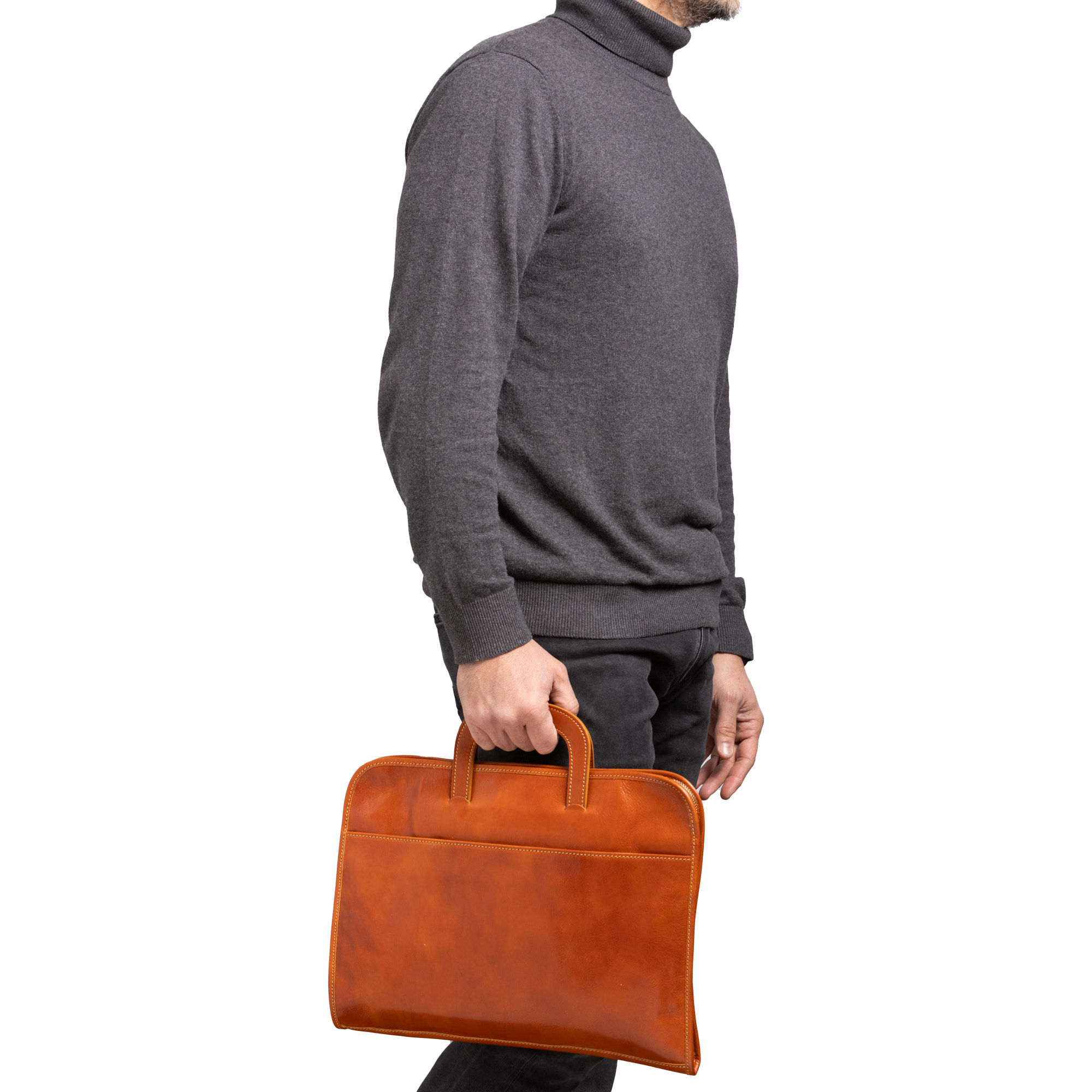 Borsa da lavoro  da uomo In Vera pelle Made in Italy 40x30x6 cm