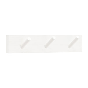 Colgador de pared de madera maciza en tono blanco de 26x5cm Alto: 5 Largo: 26 Ancho: 1.4