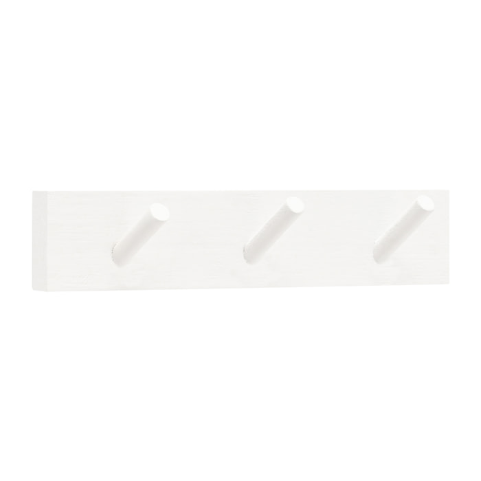 Colgador de pared de madera maciza en tono blanco de 26x5cm Alto: 5 Largo: 26 Ancho: 1.4