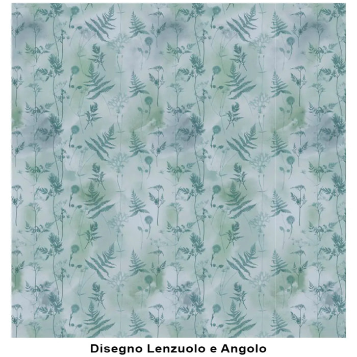 Completo Lenzuola SOFFIONE VERDE 100% Cotone e Made in Italy floreale natura