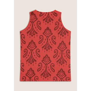 Canotta floreale svasata in jersey leggero