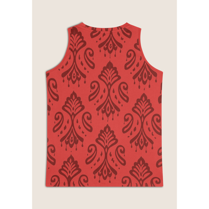 Canotta floreale svasata in jersey leggero