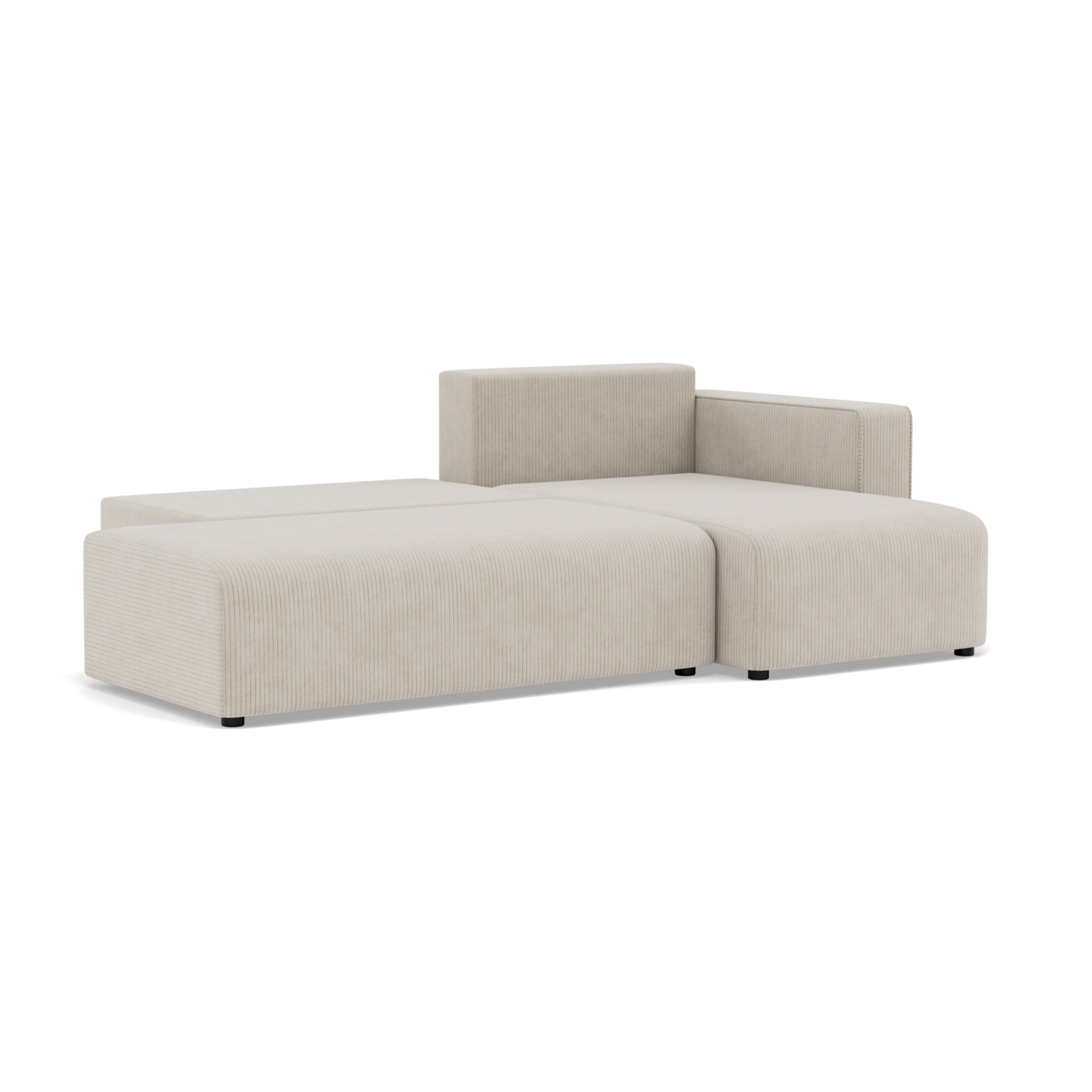 Topaze - canapé d'angle droit 4 places convertible avec coffre sans accoudoir en velours côtelé - Beige