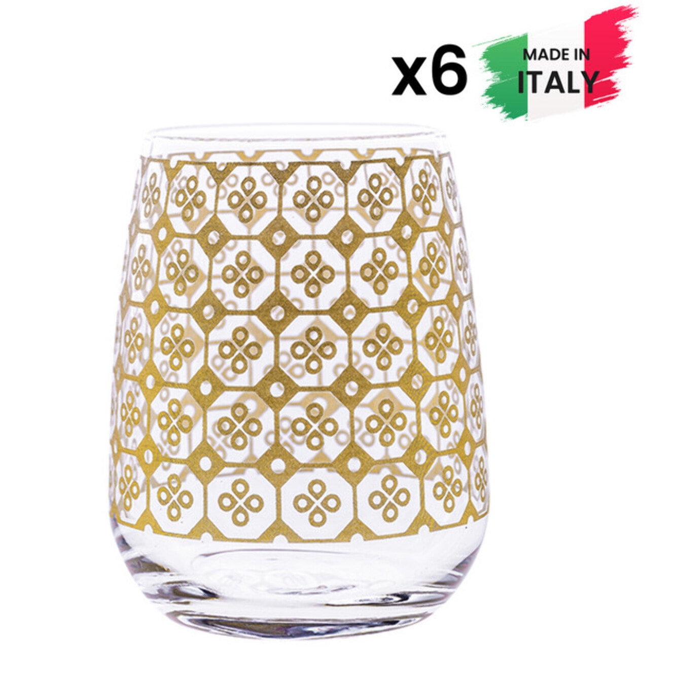 Set 6 bicchieri da acqua Arame con serigrafia