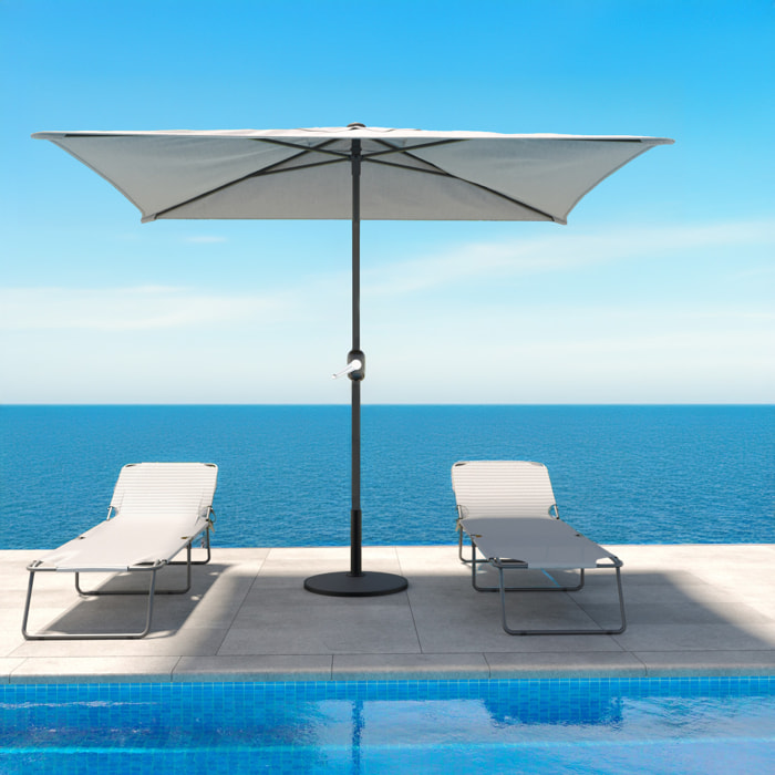 Ombrellone Rettangolare 3x2 M Da Giardino Parasole Per Balcone Con Air Vent Apertura A Manovella Anti UV Idrorepellente Mare Spiaggia Piscina Grigio