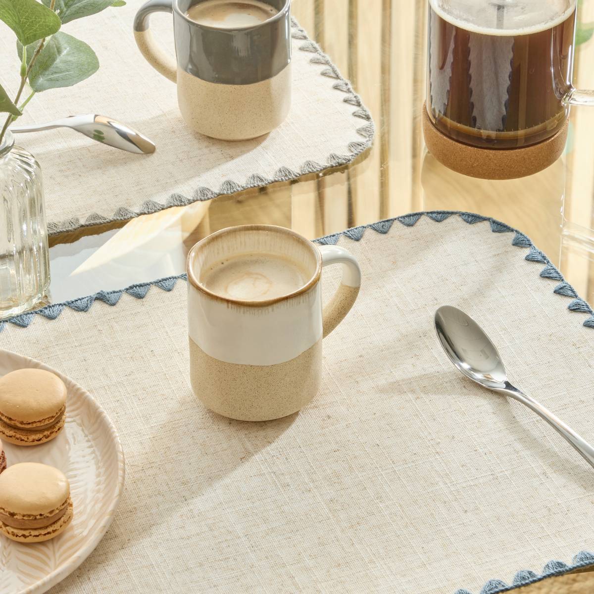 Mug Kate blanc et beige 20cl