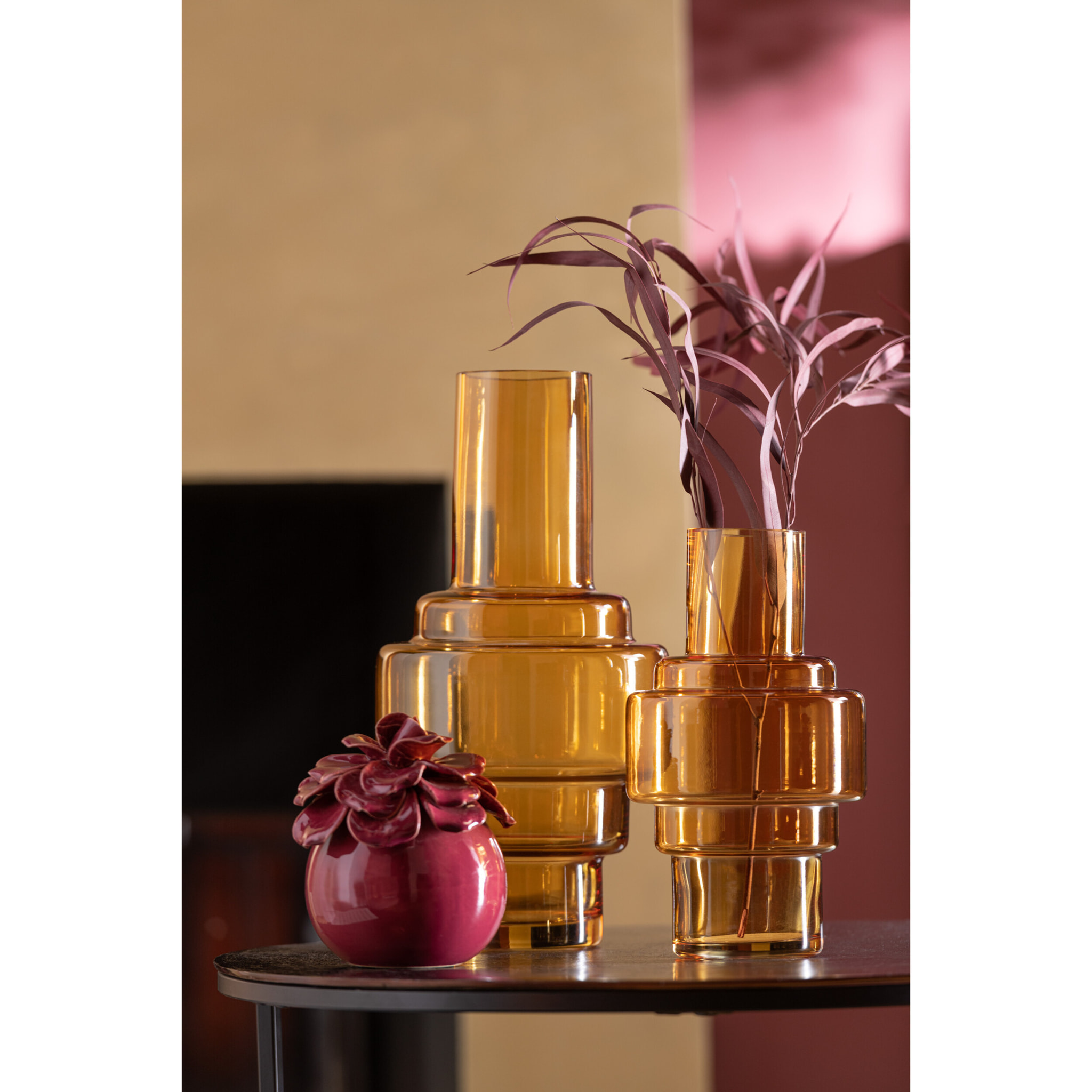 J-Line vase Rino - verre - ocre - large - 36 cm de hauteur