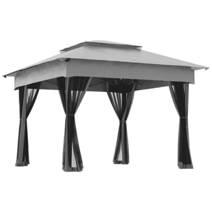 Carpa Plegable Gazebo 3,3x3,3 m Cenador Plegable con 4 Paredes Laterales de Malla Anti-UV y Bolsa de Transporte para Camping Fiestas Gris Claro