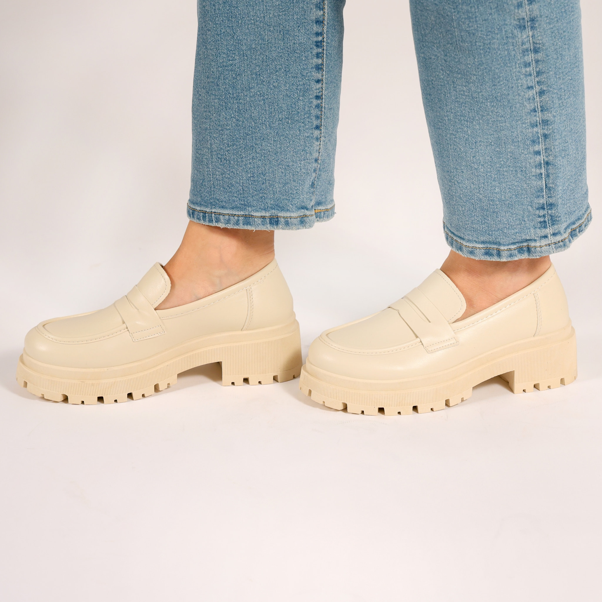 Mocassini platform in simil pelle