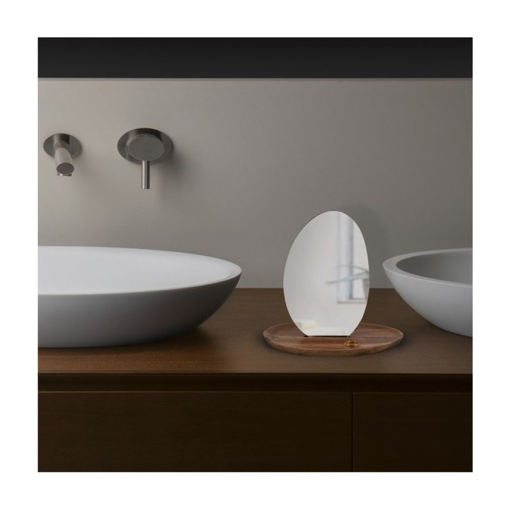 Miroir sur socle ovale Bois ALESIA D'acacia Spirella