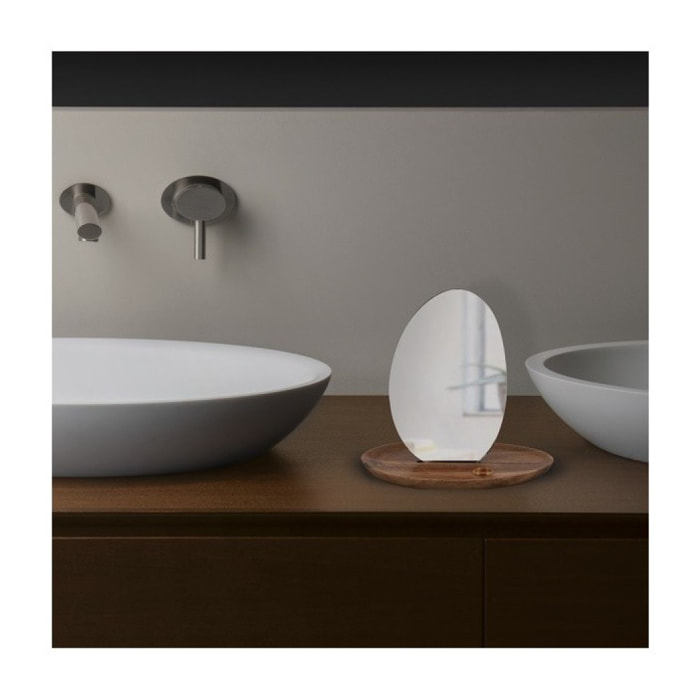 Miroir sur socle ovale Bois ALESIA D'acacia Spirella