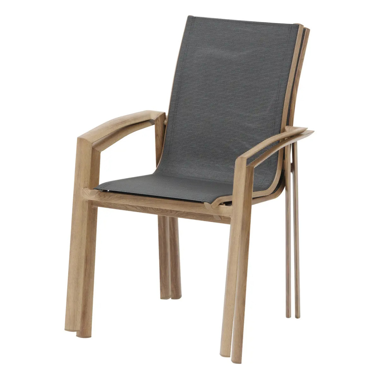 Fauteuil de jardin empilable "Axant" gris poivre & honey aluminium et texaline