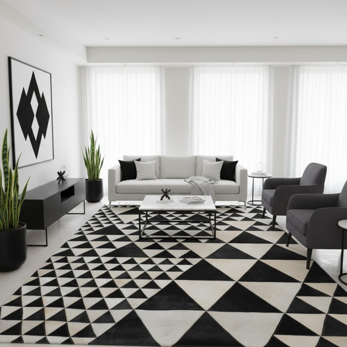 Tapis en cuir assemblé et cousu à la main NUGU