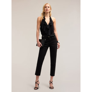 Motivi - Top de georgette con volantes - Negro