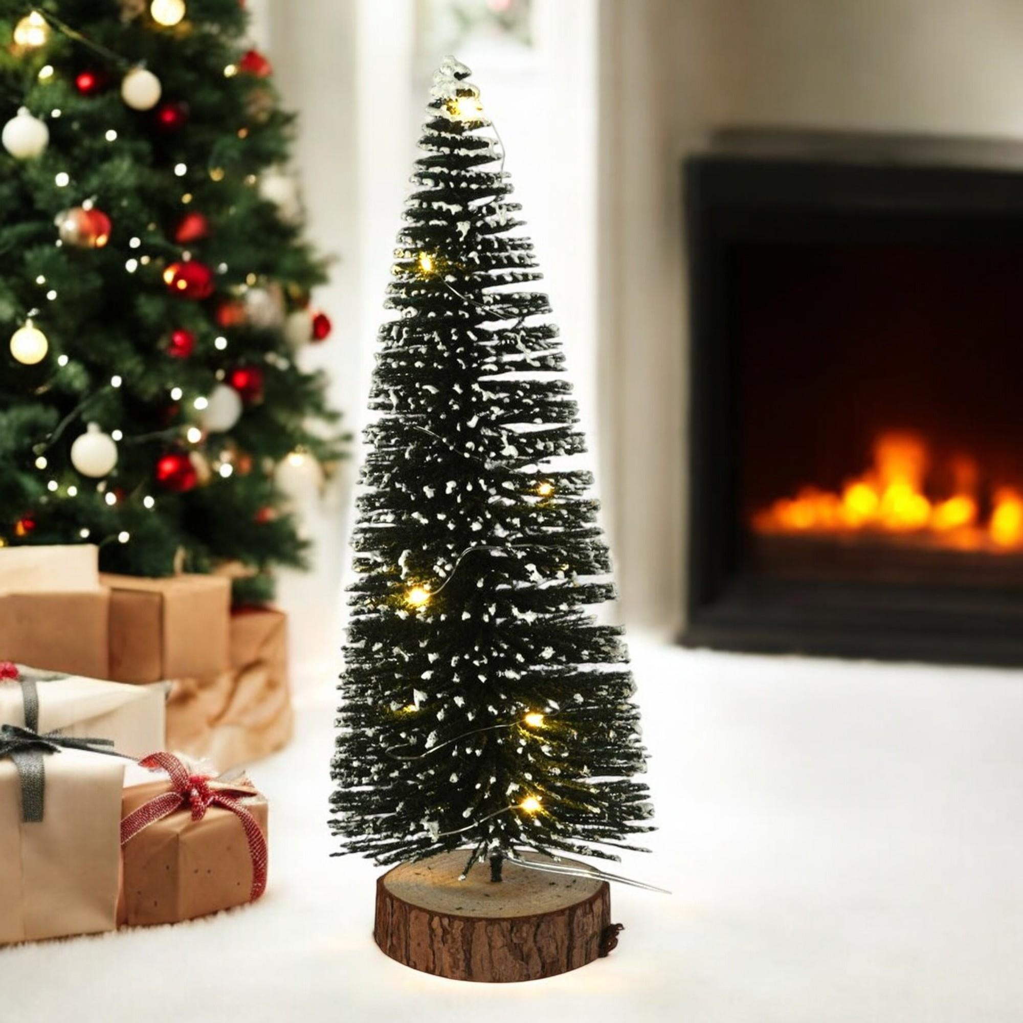 árbol navideño con 10 luces led blancas cálidas y temporizador - 12x12x30cm