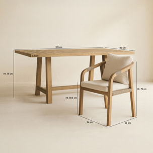 Ensemble de jardin table et chaises en bois d'acacia 6 places SAONA