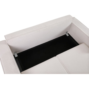 Canapé droit convertible en velours côtelé "Montaigne S" - 2 places - Beige