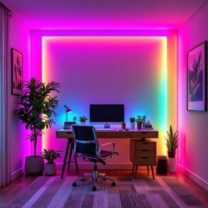 Ruban LED - HOME DECO FACTORY - RGB - 5 m - Blanc et Multicolore