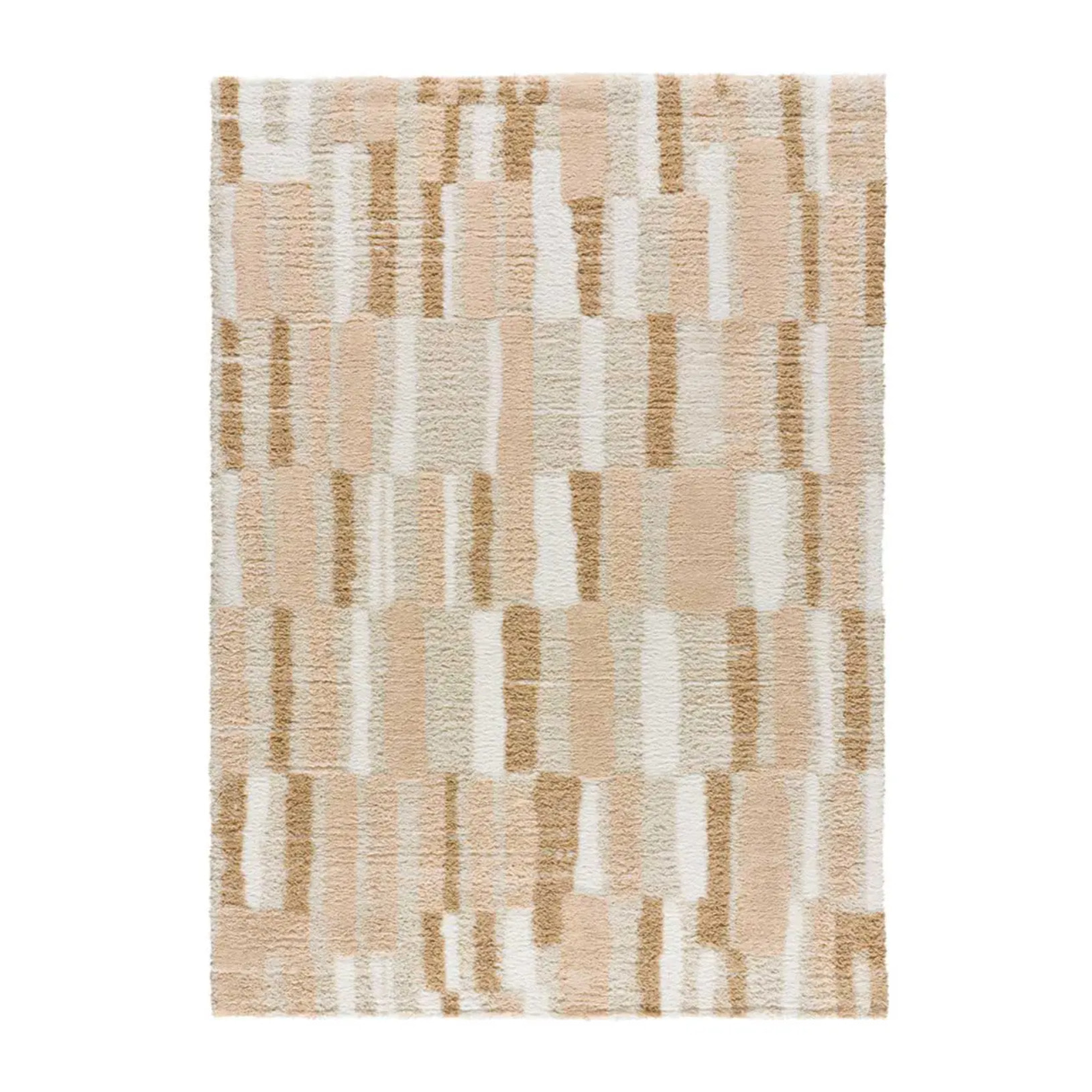 SERENE TERRA Alfombra shaggy geométrica beige, varias medidas disponibles.