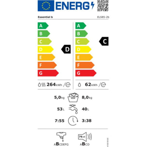 Lave linge séchant hublot ESSENTIELB ELS85-2b