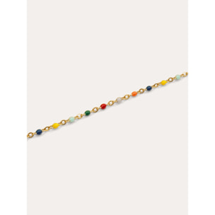 Tobillera Dots Colors Enamel Acero Baño Oro