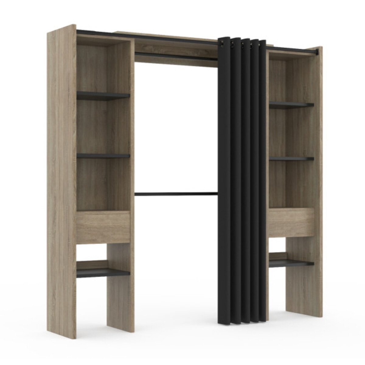 Dressing Justine extensible 120-180cm double colonne effet bois