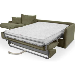 Canapé d'angle convertible express 5 places en velours côtelé - GINA