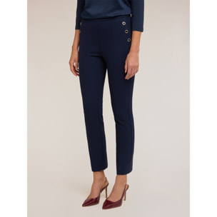 Motivi - Pantaloni regular con motivo occhielli - Blu