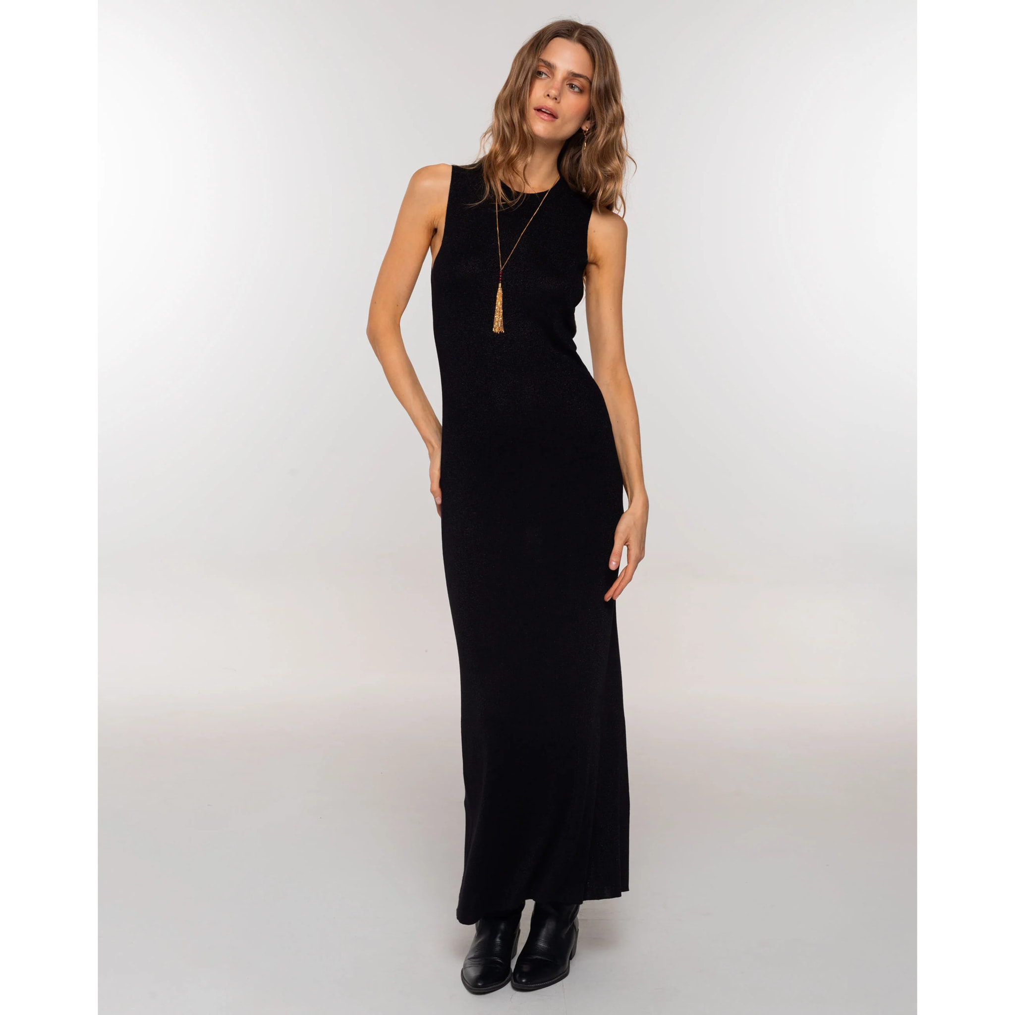 Vestido largo de punto con brillo