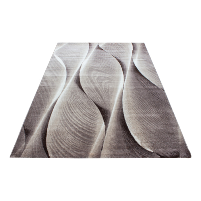 PARMA - Tapis à poils ras à motif artistique marron - PAR9310MAR